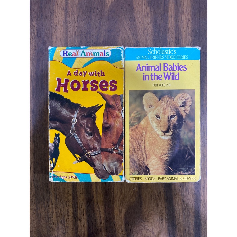 Lot of 2 Childrens VHS Tapes Scholastic Animal Babies Real Animals Horses